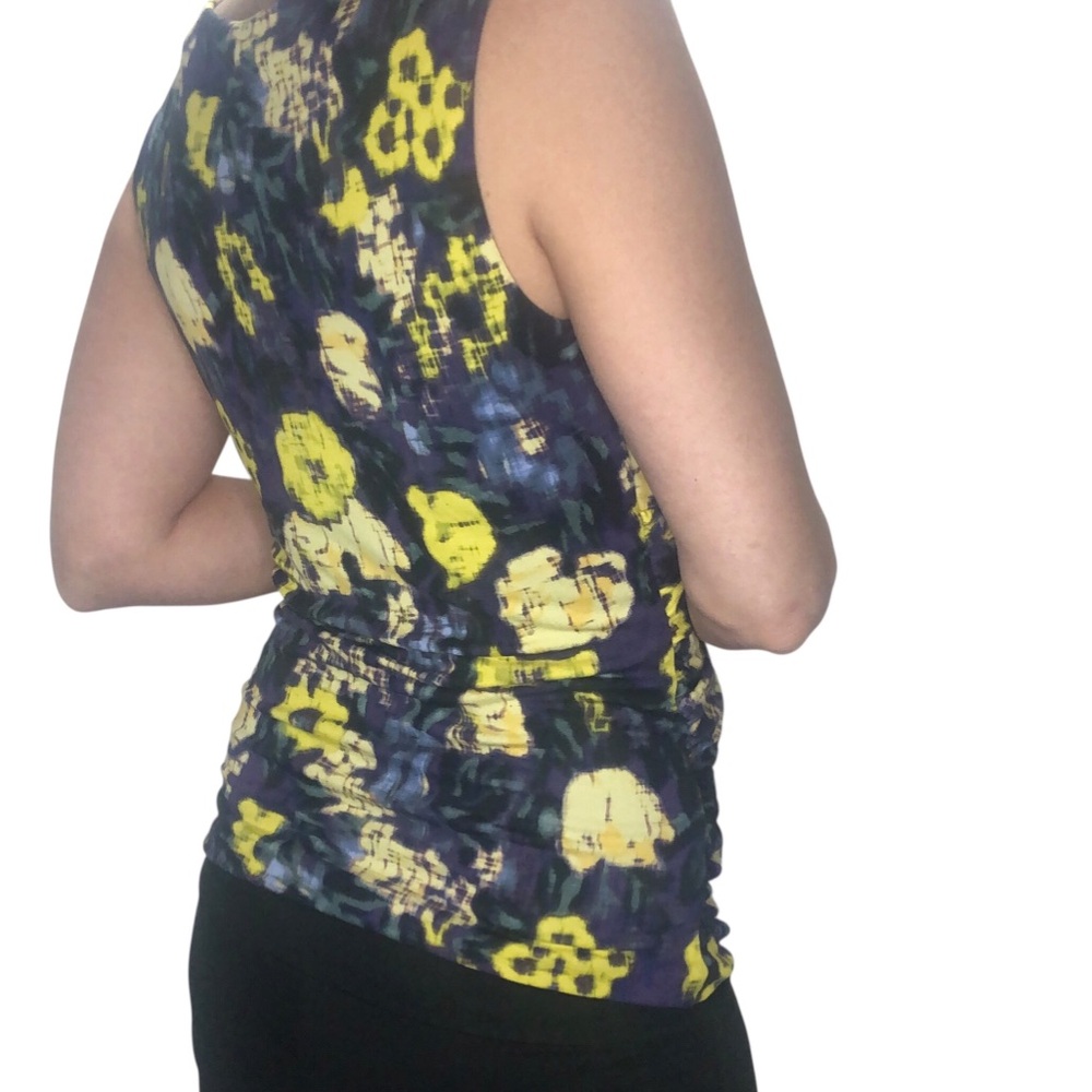 Classiques Entier Sz M Silk Blend Blouse Top Colorful Sleeveless Ruched Babydoll - Picture 3 of 10